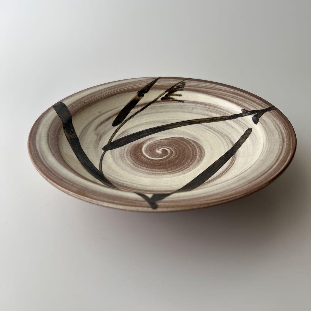 唐津焼　中里太郎右衛門窯　絵唐津額皿　「沢瀉、鷺」