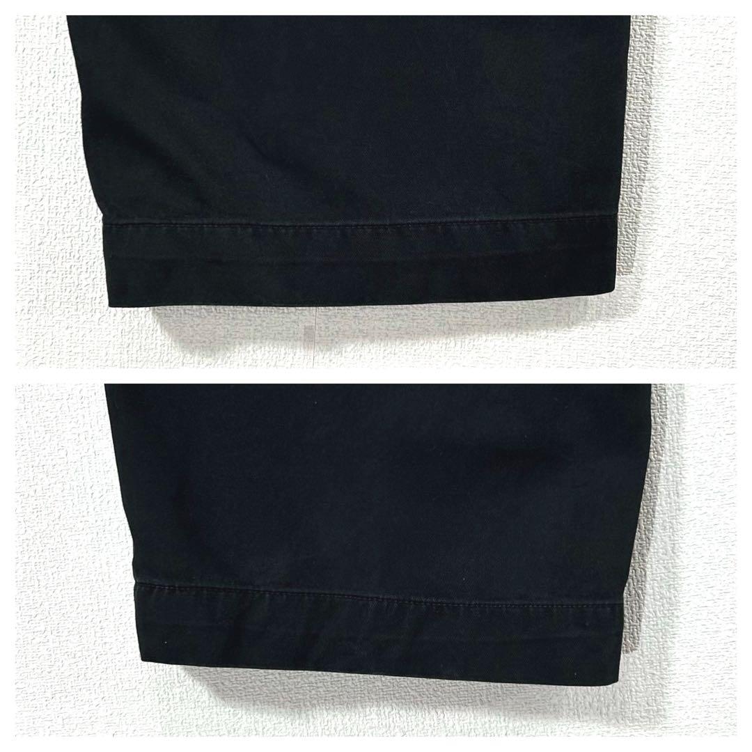 ポロラルフローレンノータックチノパンツP376刺繍ロゴ黒ワイドw54アメリカ古着