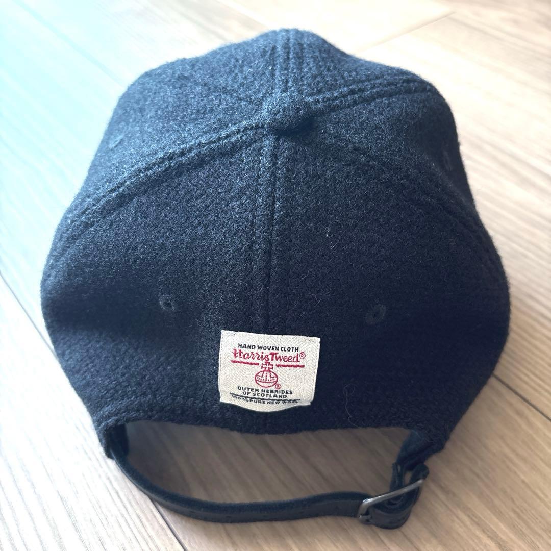 新品正規Supreme × HarrisTweed6-Panel黒キャップ即発送