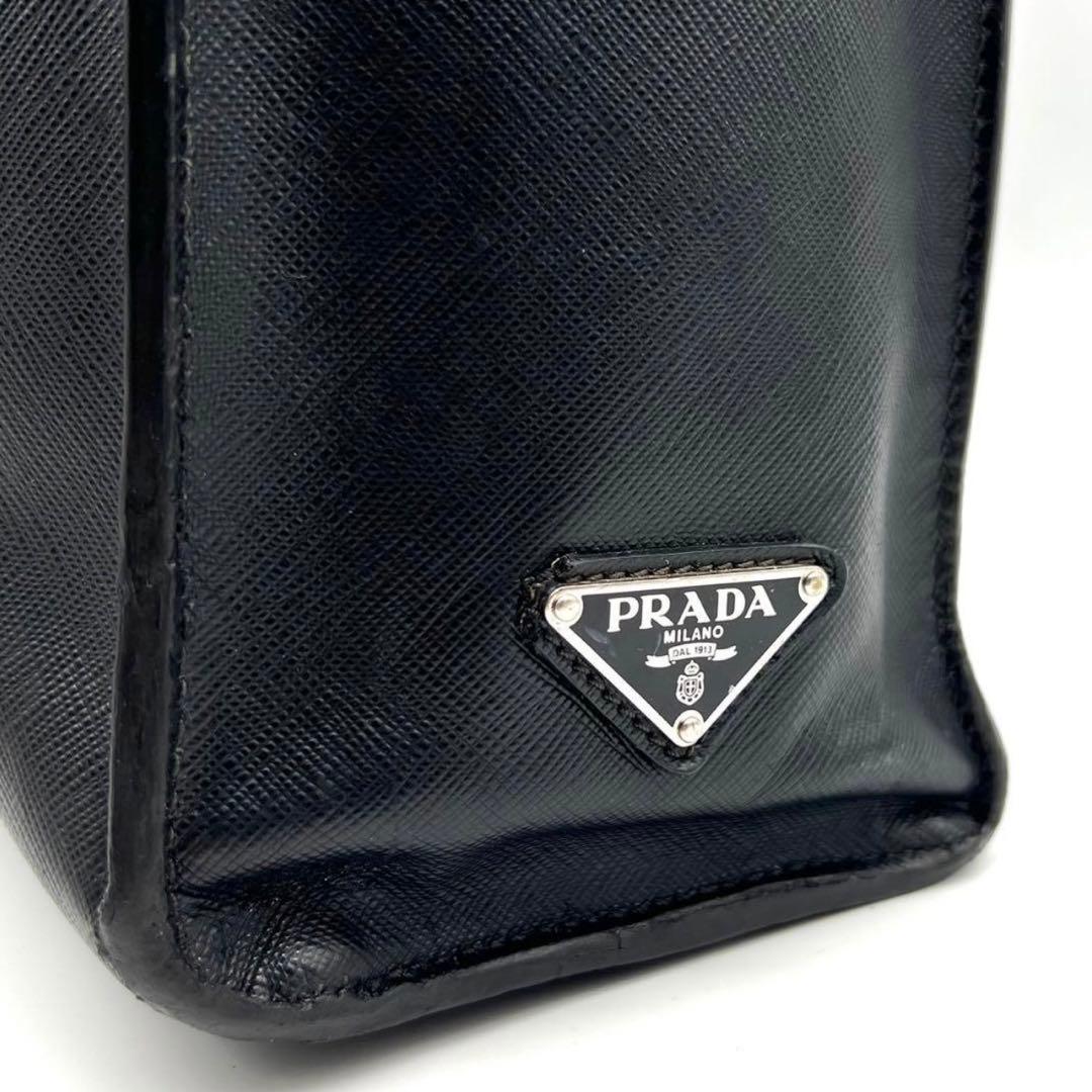 【良品】PRADA プラダ サフィアーノレザー 2way ビジネスバッグ 黒