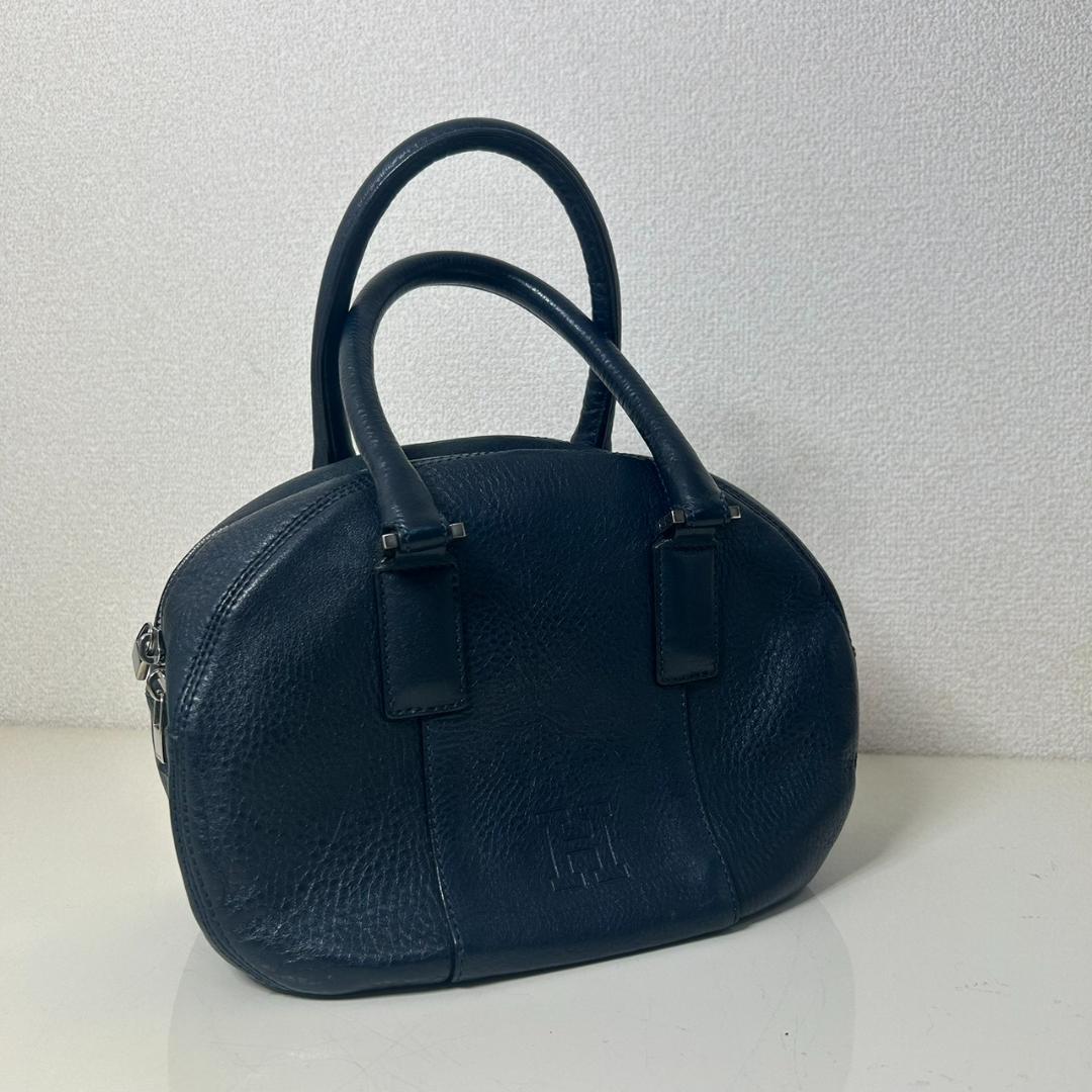 ●HIROFU ヒロフ ハンドバック ラウンド サークル ネイビー