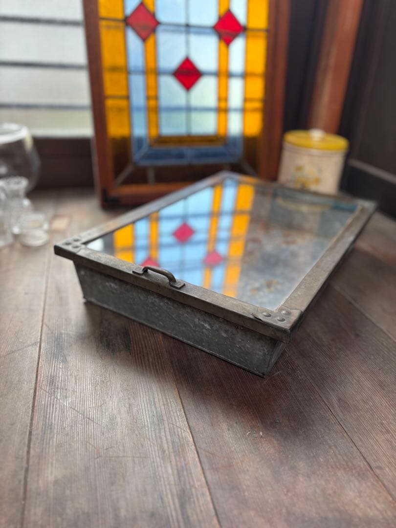 時代物 ブリキ ガラス 陳列ケース 駄菓子屋什器 ショーケース 古道具