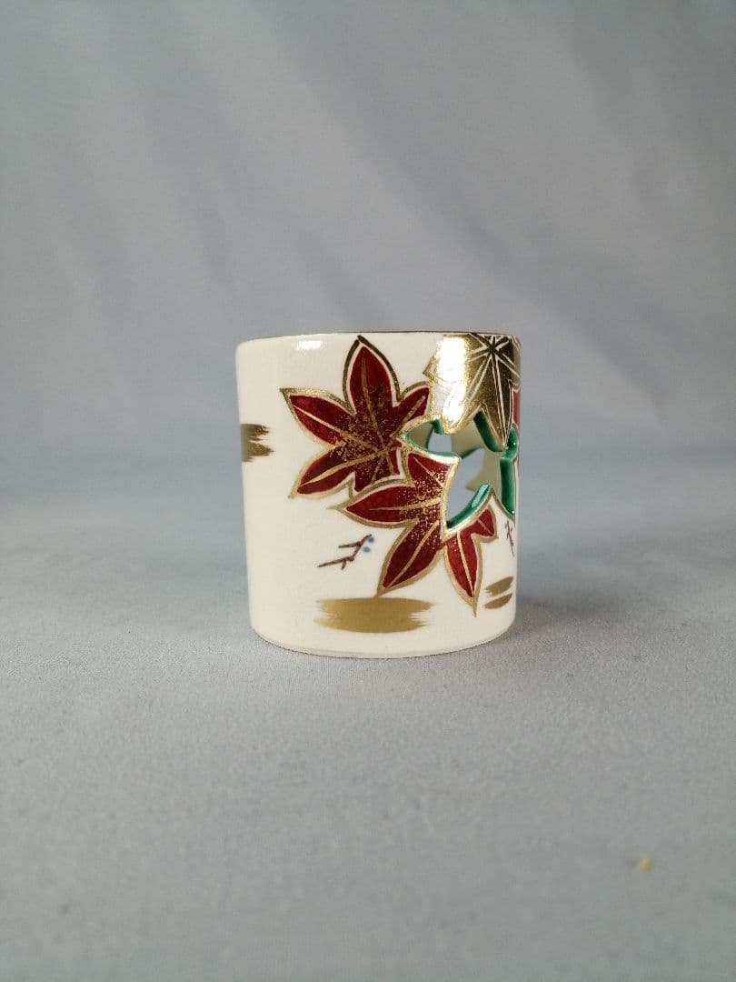 【茶道具】御室窯造　仁清紅葉蓋置　蓋置198