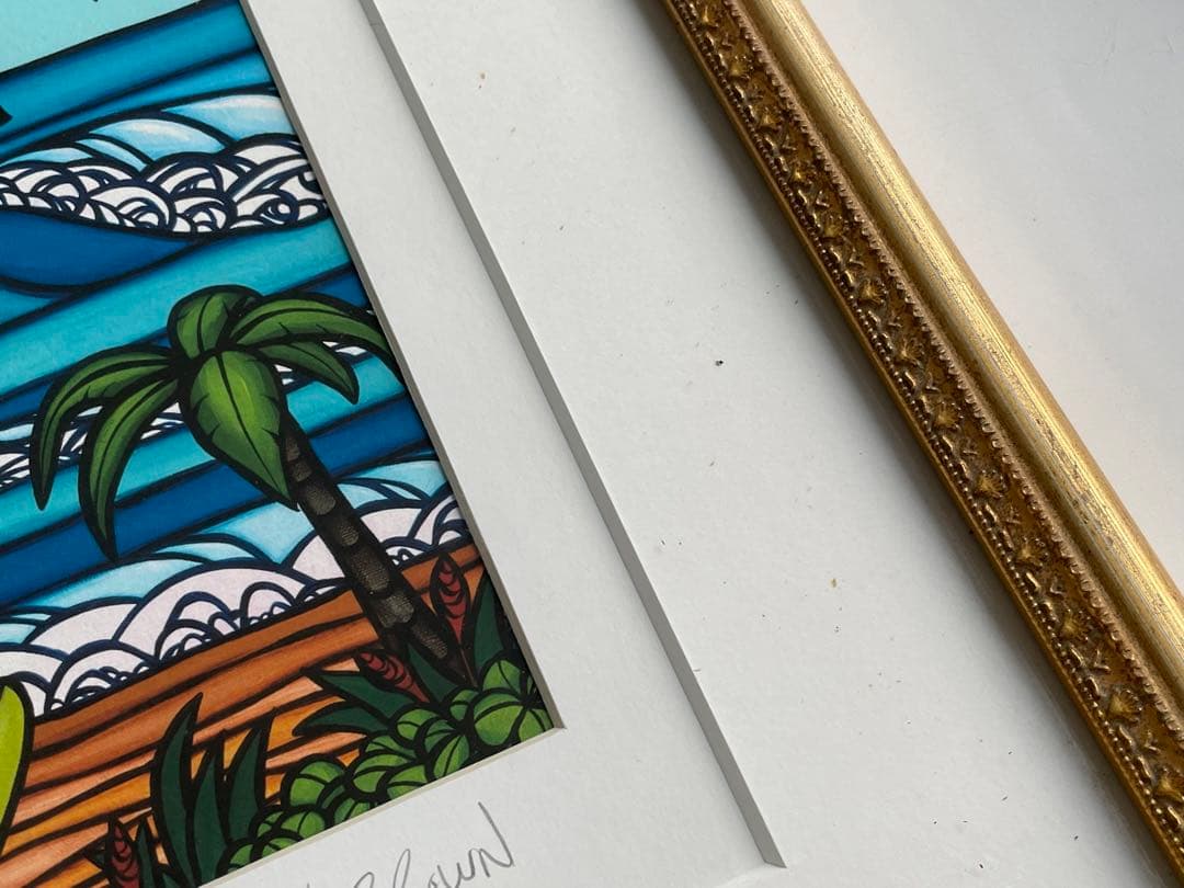 ヘザーブラウン　Heather Brown 絵画　ハワイ　額入