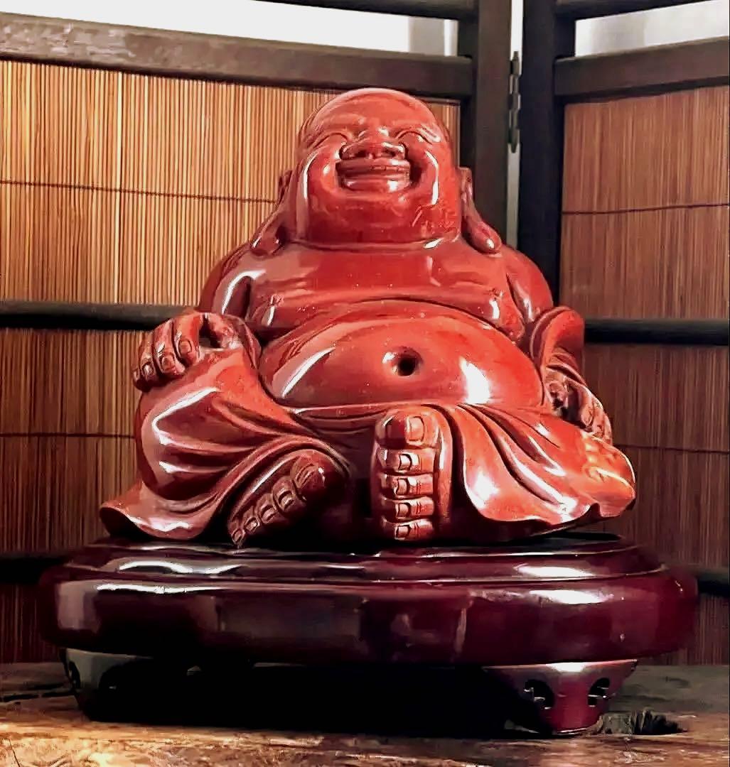 神仏道美術 山梨県 伝統工芸品 甲州水晶 赤茶金石 布袋尊 神仏像 約12㎏
