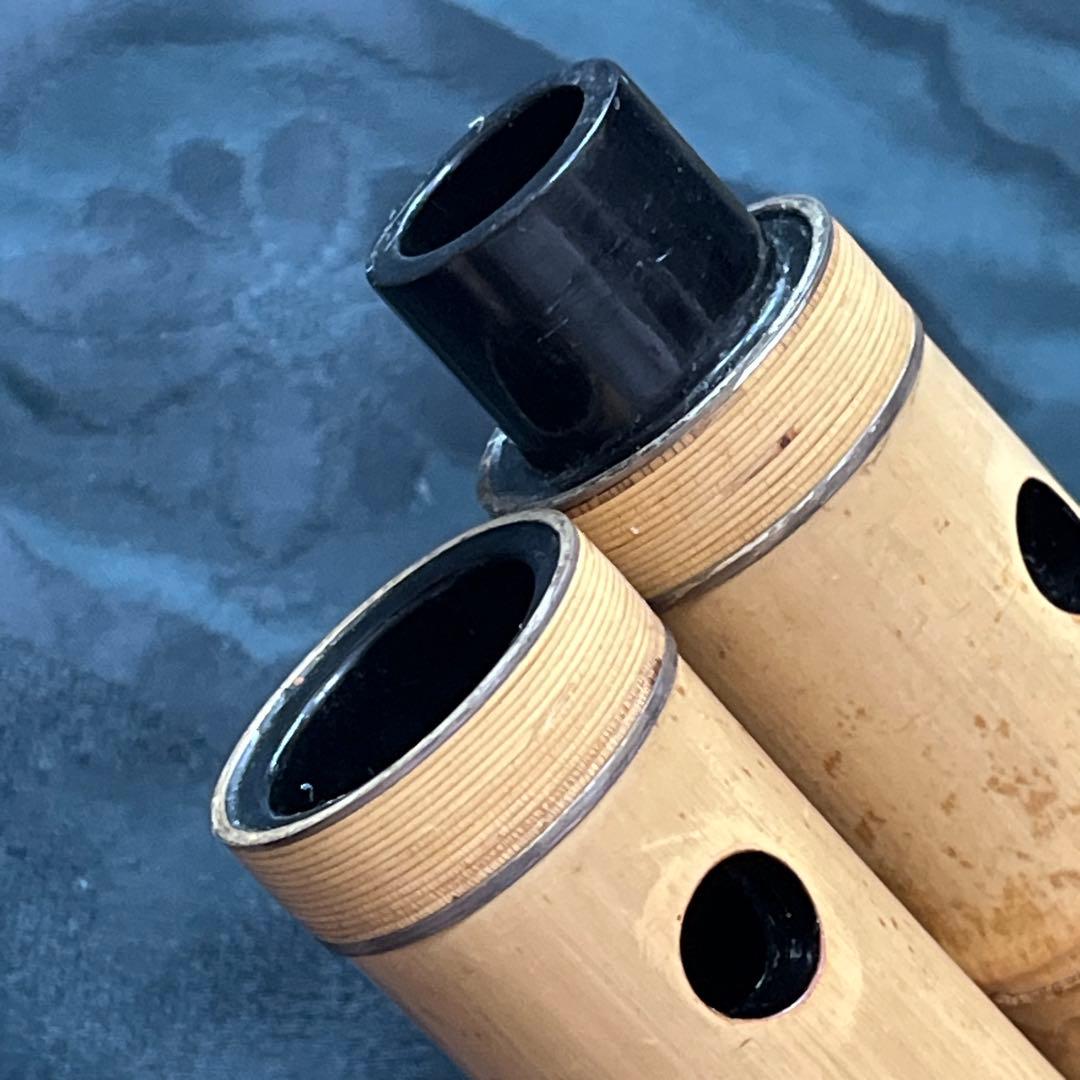 尺八 琴古流 竹治 2印 1尺6寸管 中継ぎ籐巻き銀三線 【音出し確認済み】