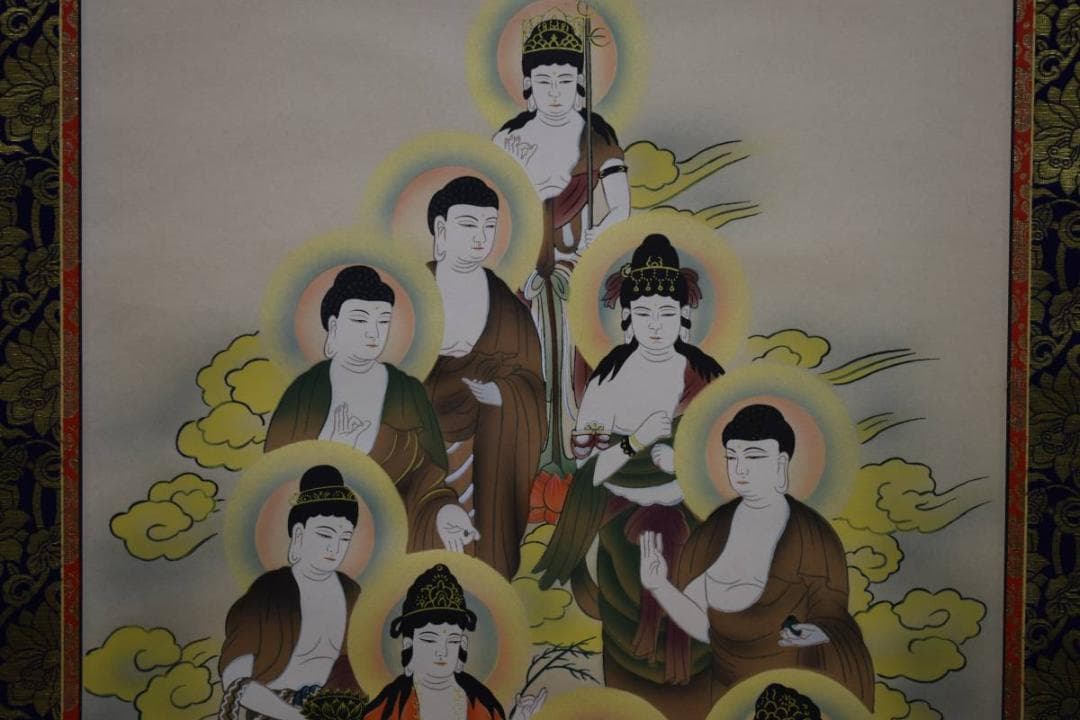 真作/川村観峰/十三佛図/桐共箱付/布袋屋掛軸HE-204