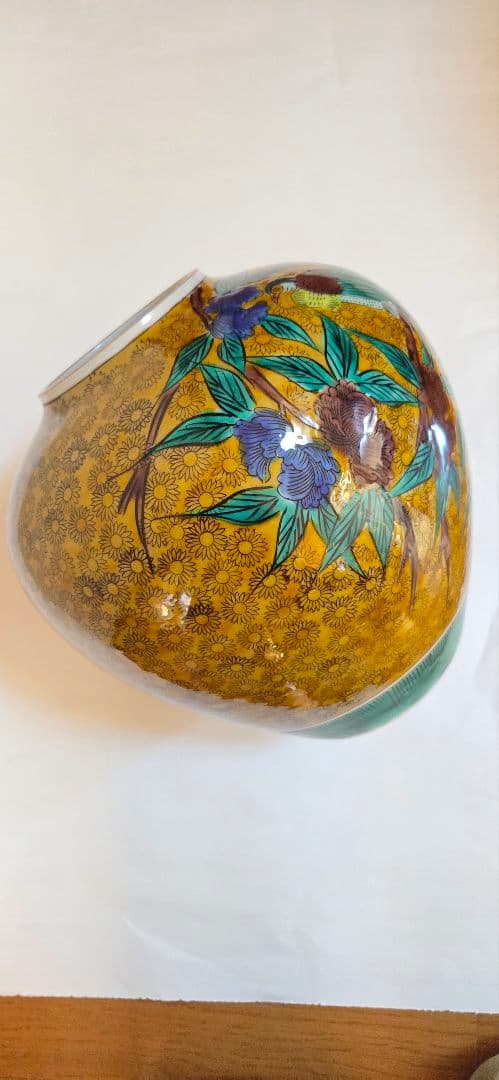 九谷焼角福印壺台座付き