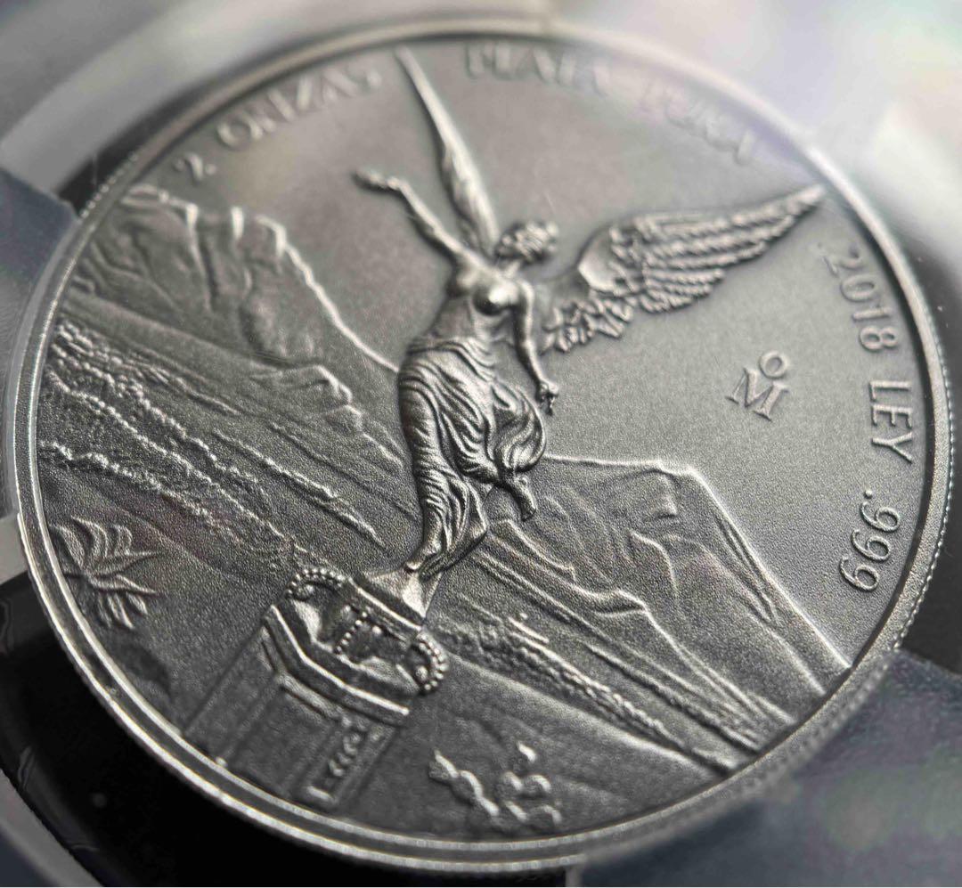 2018年 メキシコ リベルタード銀貨 2オンス アンティークSP70 PCGS