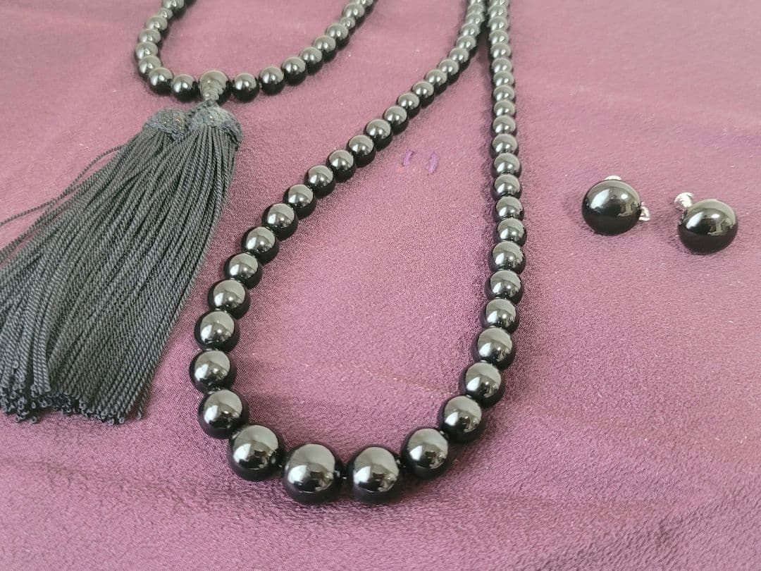 天然 ブラック コーラル 黒珊瑚 ネックレス 念珠 イヤリング 鑑定書あり