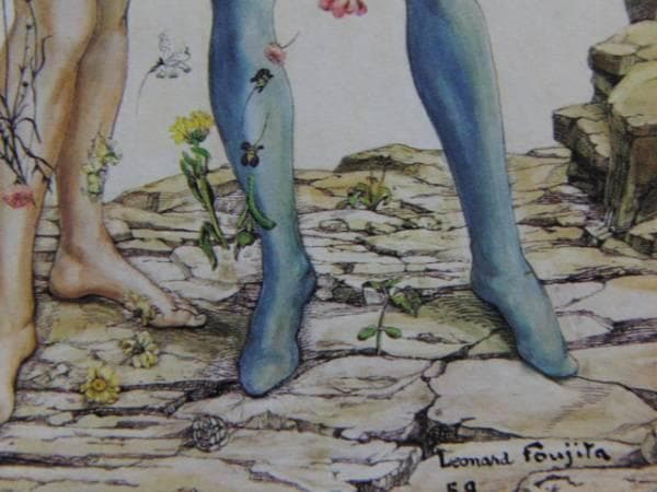 藤田嗣治、【花の洗礼】、希少な額限定装用画集より、新品額装付、状態良好