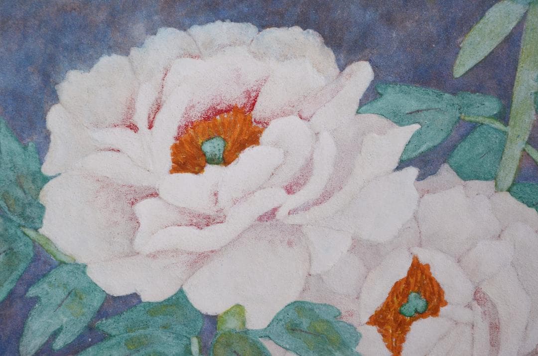 【「牡丹」木枠 岩絵の具 日本画 額入り】東山魁夷の流派