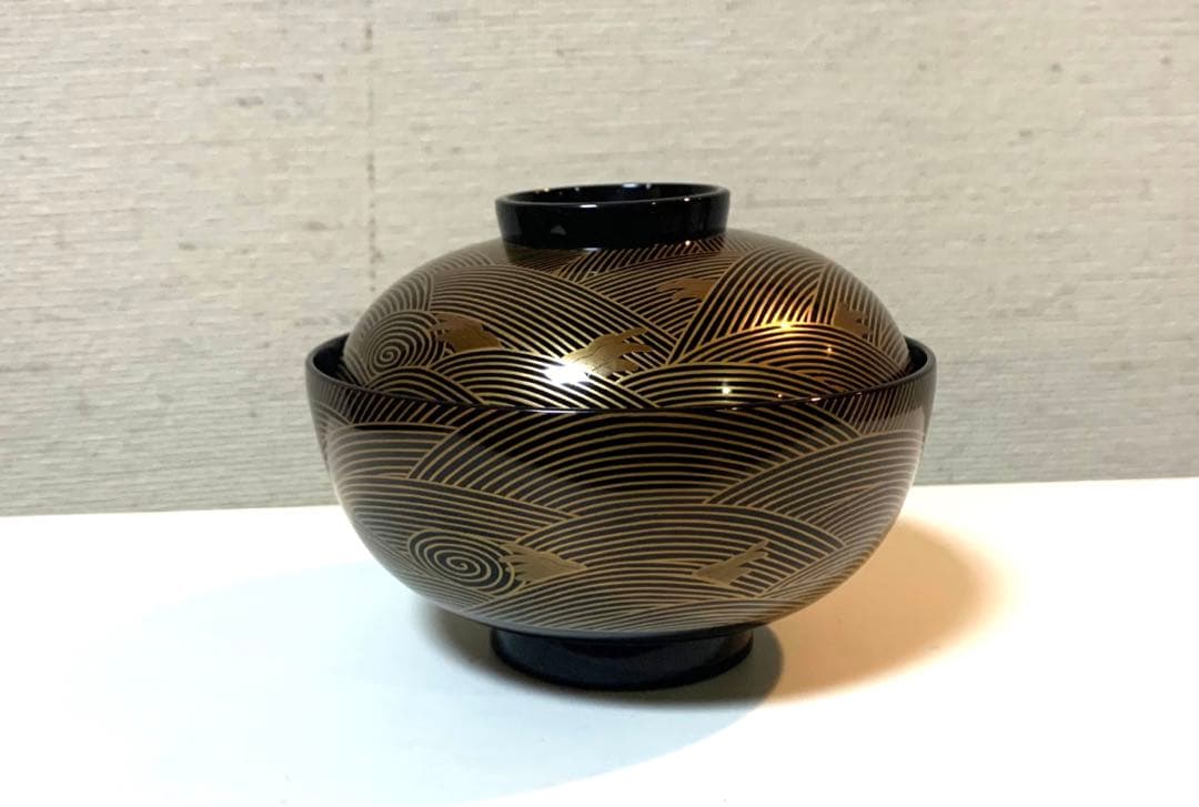 輪島塗　汁椀　5客揃　金波蒔絵文様