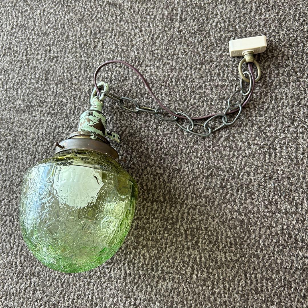 エンボス加工 グリーンガラス ペンダントライト