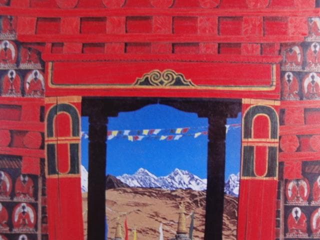 茂木紘一「転生回廊（ネパール）」、希少画集より、状態良好、新品高級額装付