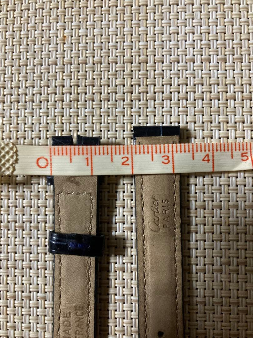 Cartier カルティエ レザーベルト 純正 12mm 美品 ネイビー 型押し