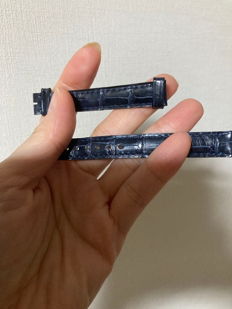 Cartier カルティエ レザーベルト 純正 12mm 美品 ネイビー 型押し