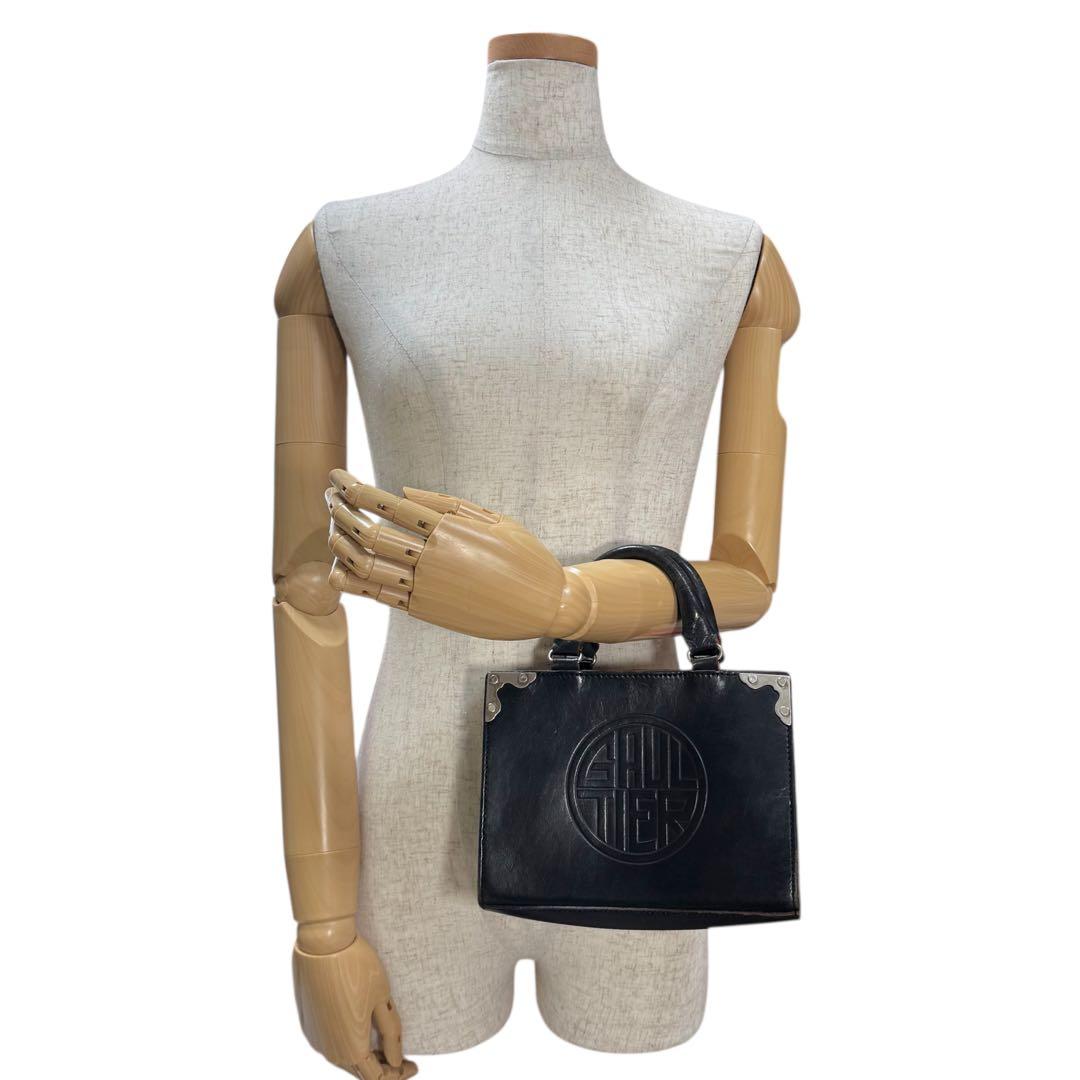 VINTAGE ゴルチエ ミニ ハンドバッグ レザー 黒