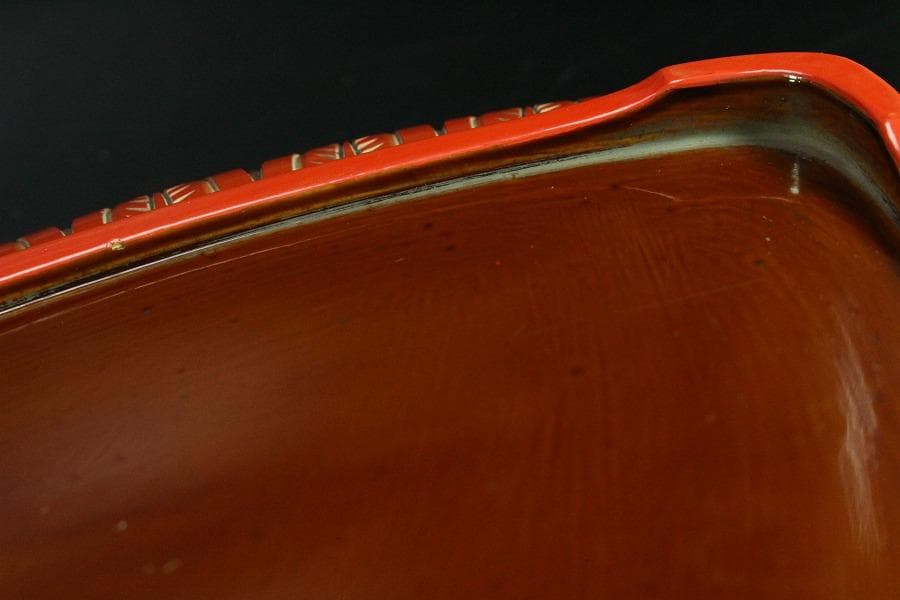 仿古 堆朱 刻 梅下女人紋 菱盆(K-LC479)