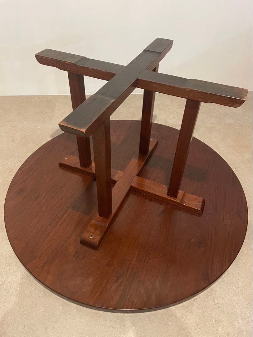 円形木製テーブル ちゃぶ台　ダークブラウン