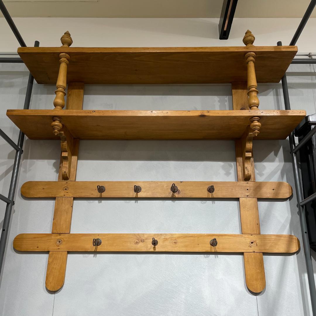 アンティーク パイン 壁掛 シェルフ ラック 棚 木製 フランス イギリス 希少