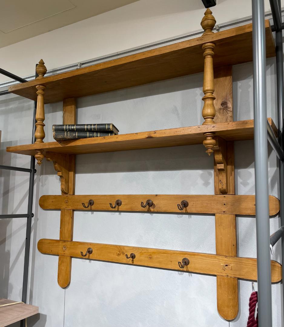 アンティーク パイン 壁掛 シェルフ ラック 棚 木製 フランス イギリス 希少