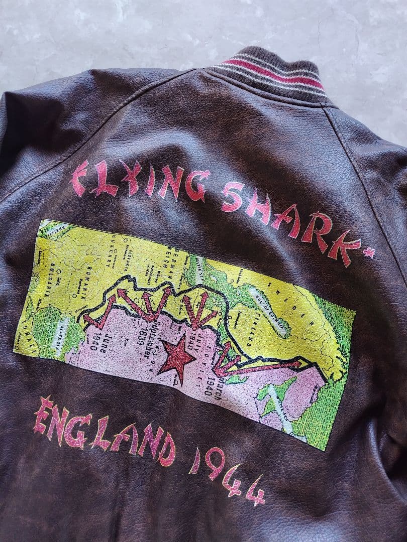 激レア 80s フライトジャケット レザージャケット フライングシャーク