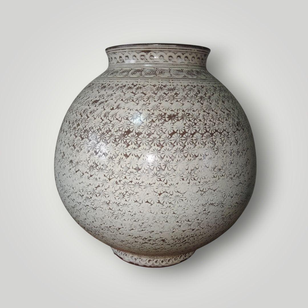 涌波蘇嶐　花三島　花瓶　壺　共箱　在銘