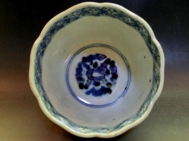 蕎麦猪口■伊万里赤絵 桜 5客 窓絵花唐草 (江戸後期～明治期) 時代物 骨董■