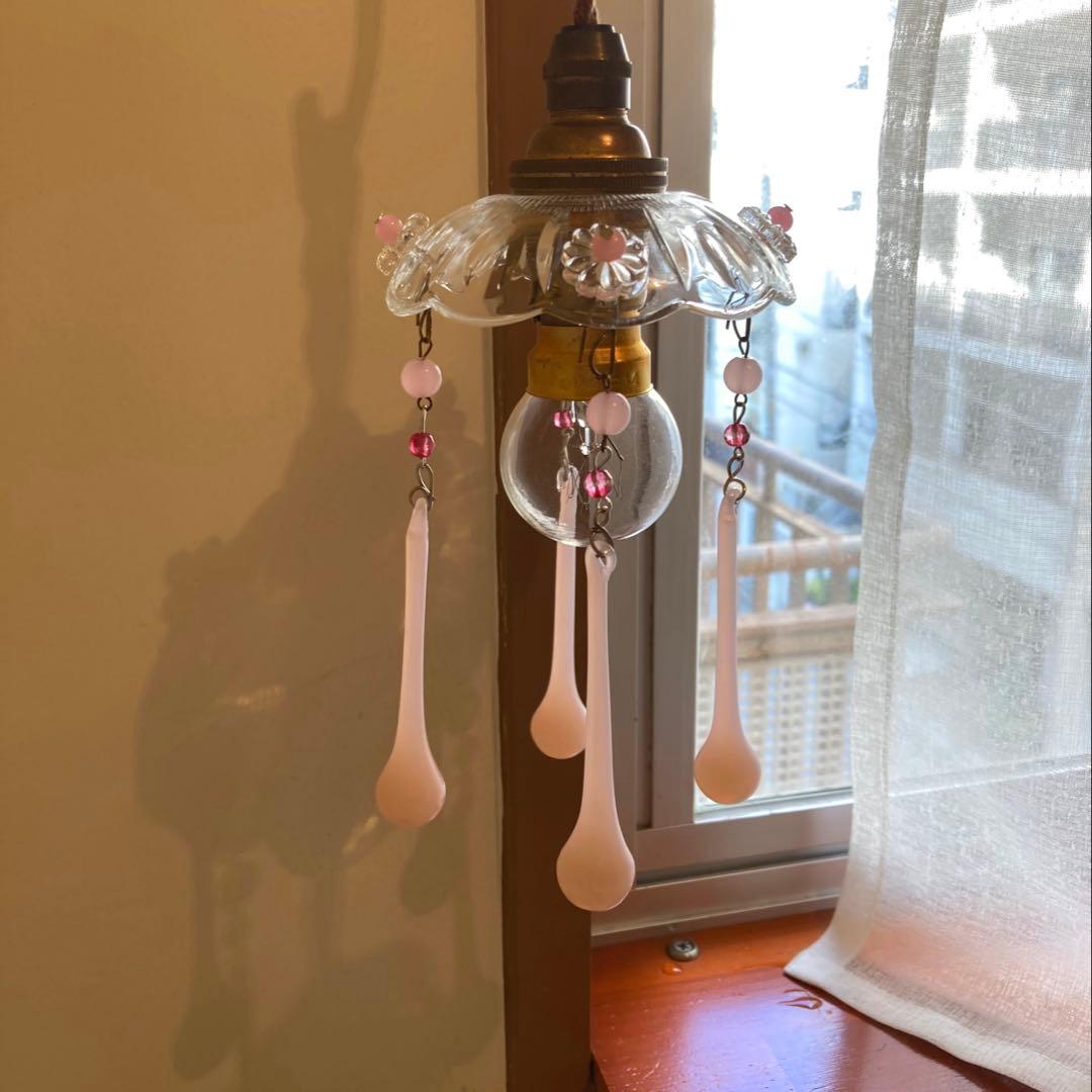 ミニシャンデリア　1920年　（オパールセント）フランス　アンティーク　シェード