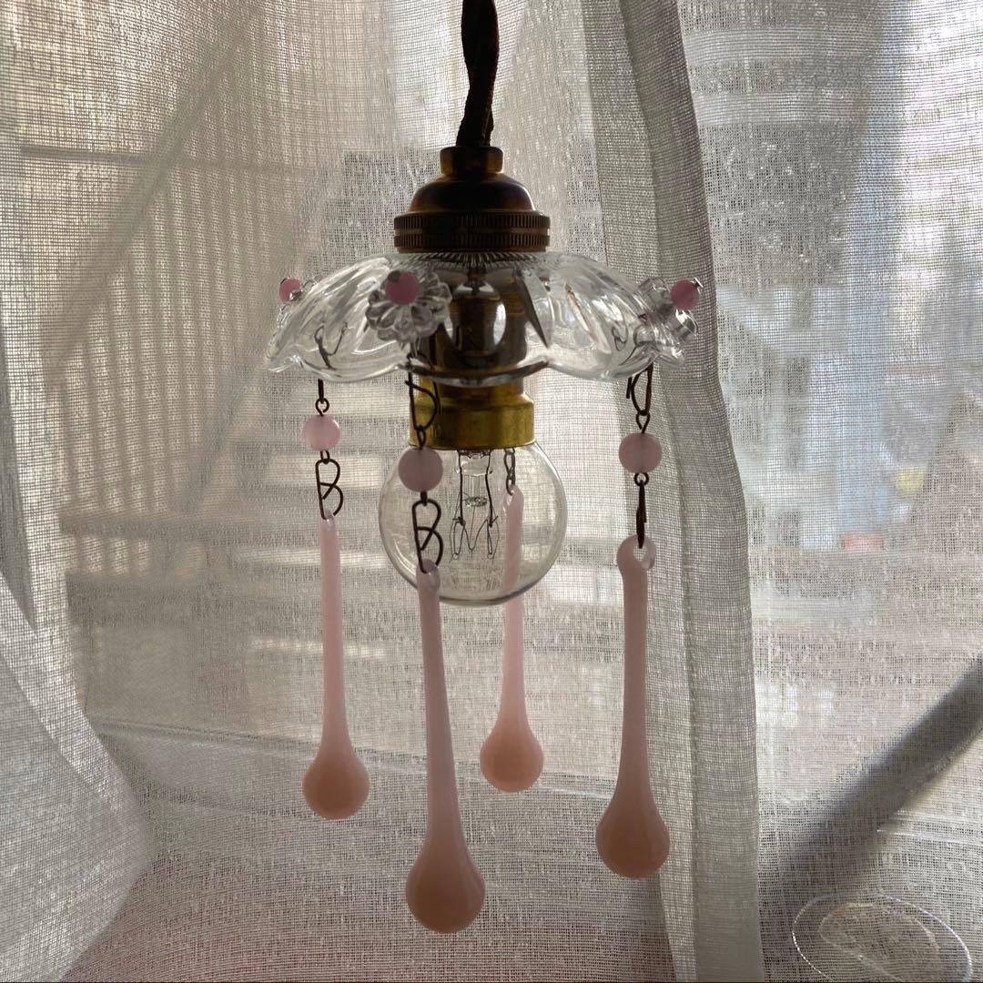 ミニシャンデリア　1920年　（オパールセント）フランス　アンティーク　シェード