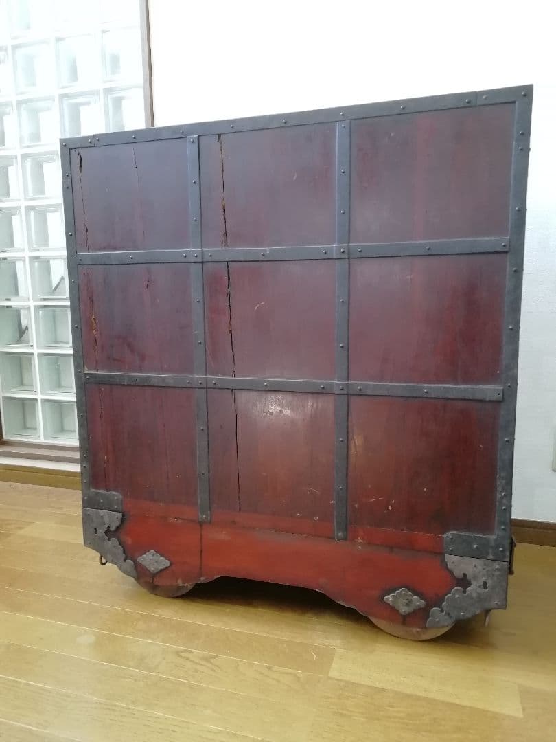 時代物　車箪笥　アンティーク　古家具　漆　古美術