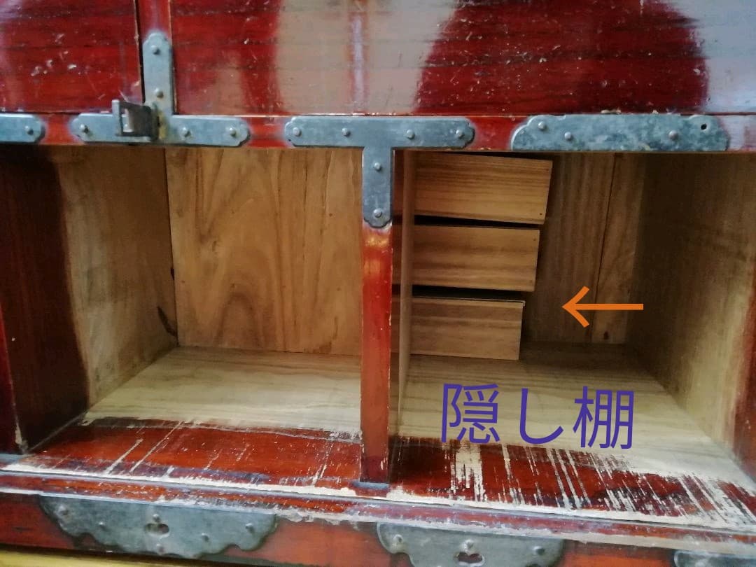 時代物　車箪笥　アンティーク　古家具　漆　古美術