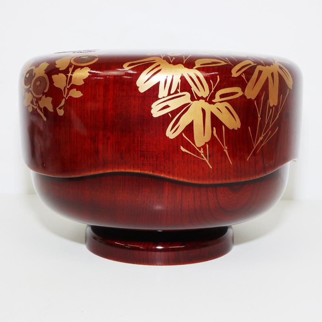 石原抱真 四君子蒔絵 春慶光琳形 菓子器 共箱