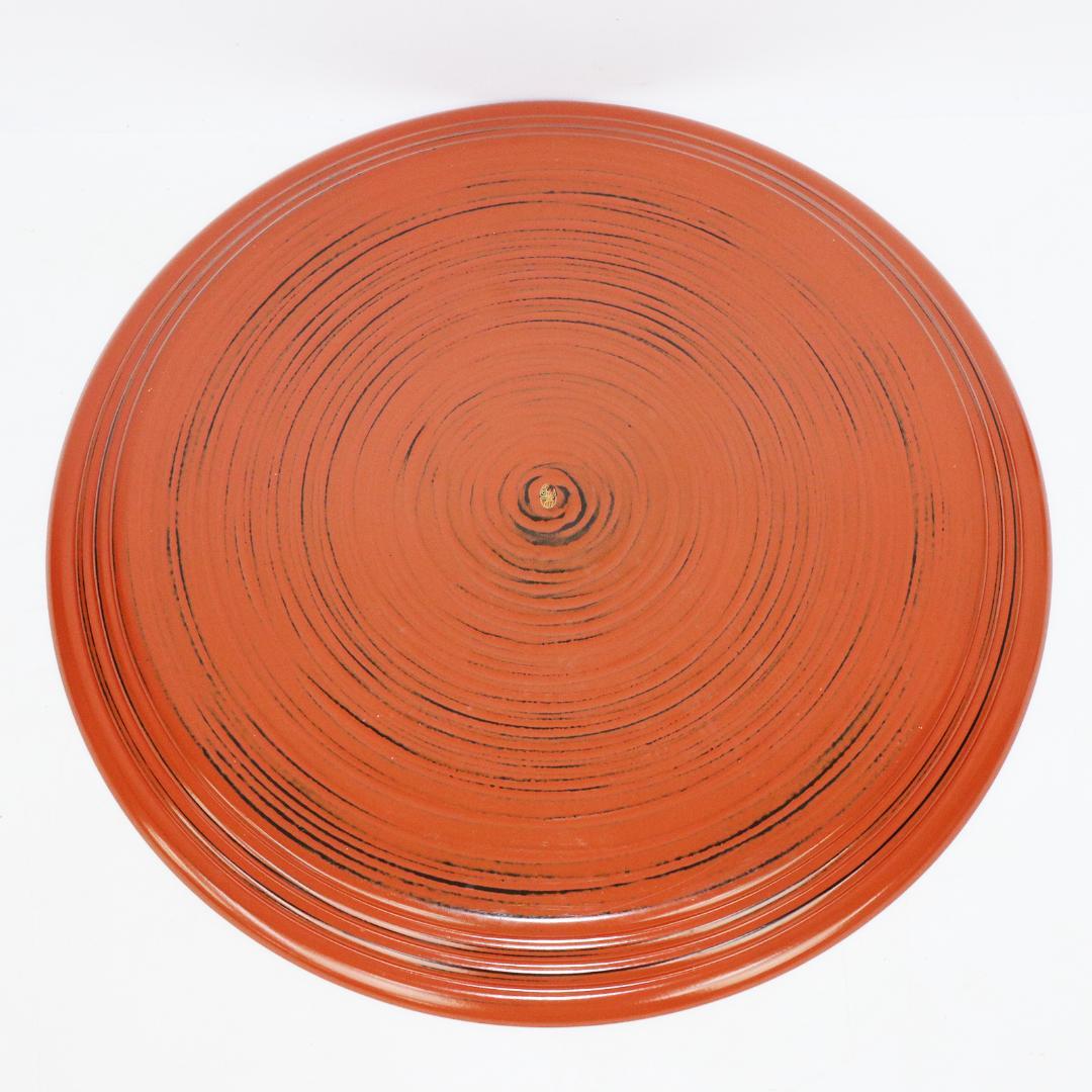 平安象彦 根来塗 特大丸盆 径45㎝ 共布 栞