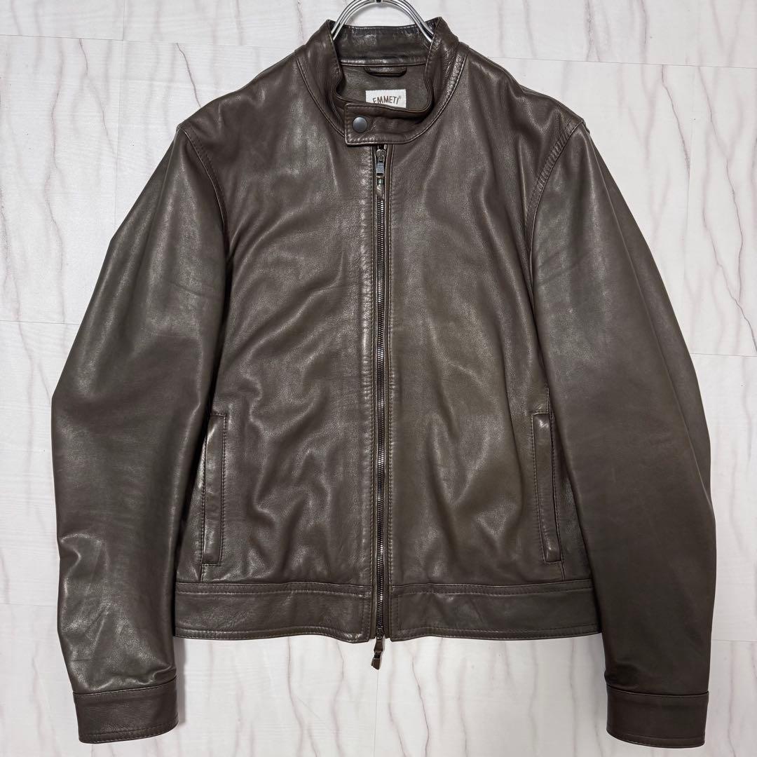 美品✨Lサイズ エンメティ JURI ラムレザー シングルライダース ジャケット