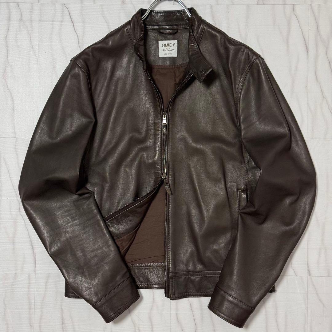 美品✨Lサイズ エンメティ JURI ラムレザー シングルライダース ジャケット