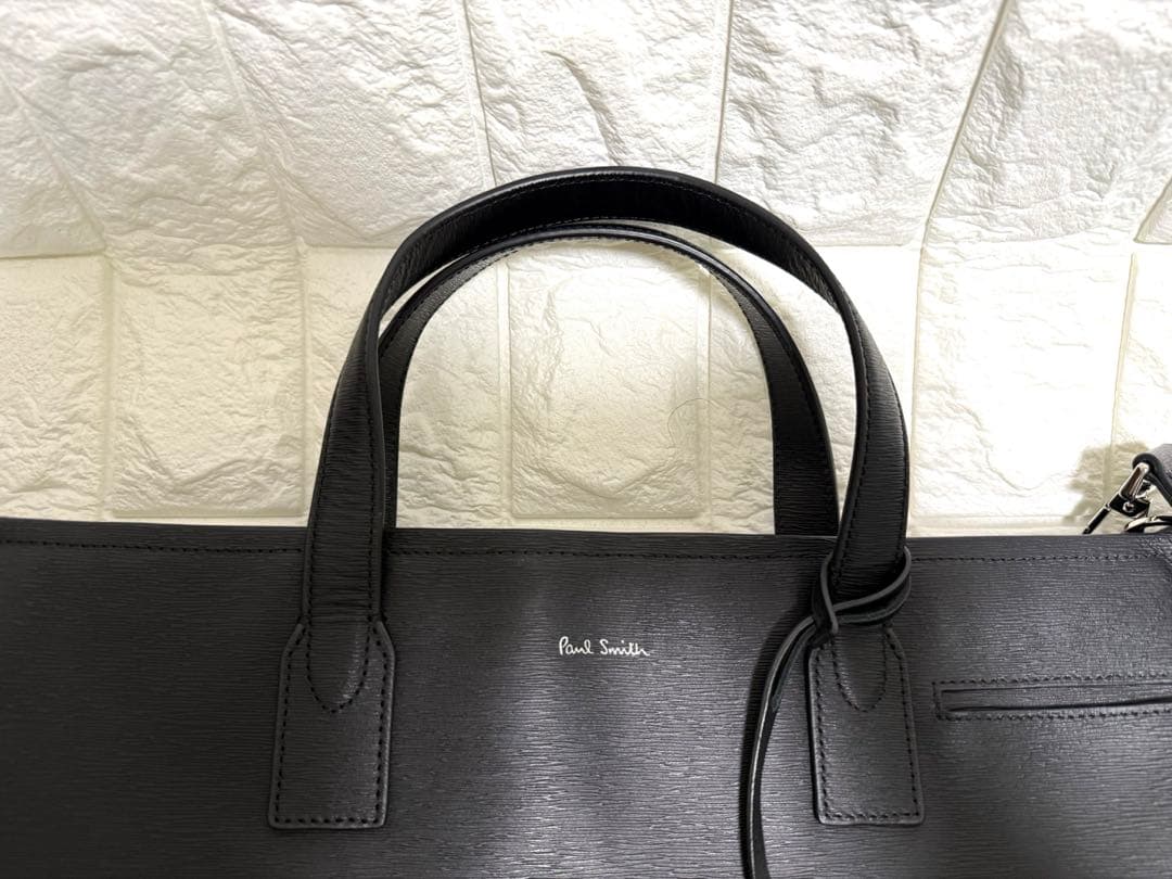 【ロペ】ポールスミス トートバッグ 2way レザー 黒×オレンジ