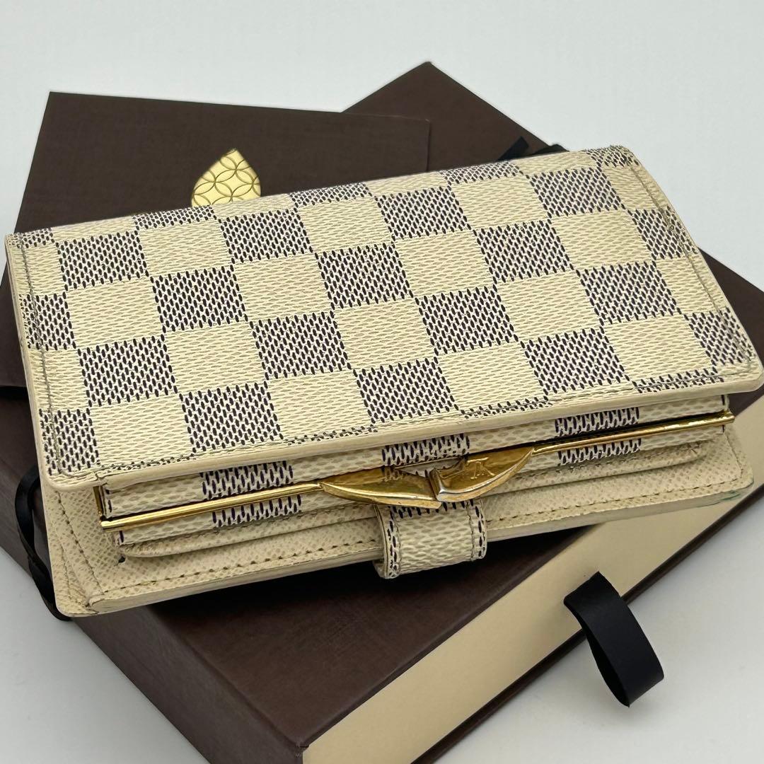 ルイ ヴィトン ポルトフォイユ ヴィエノワ ダミエ アズール がま口 二つ折財布