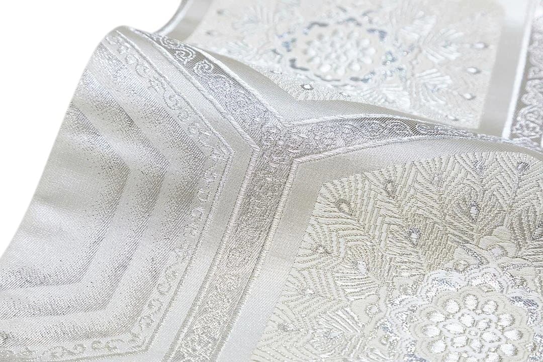 お正月値下げセール！！美品 正絹 リサイクル 礼装袋帯 銀糸 六通織 亀甲華文