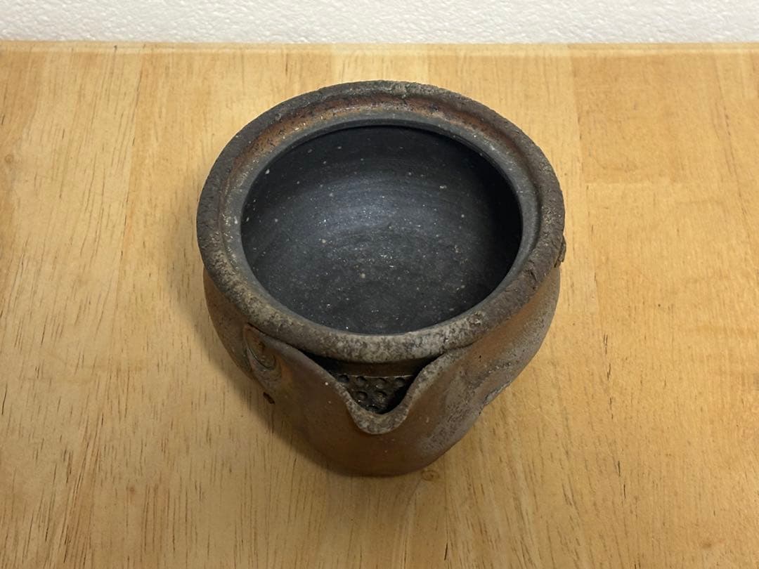 74.備前焼 宝瓶 登り窯 梅 手びねり 急須