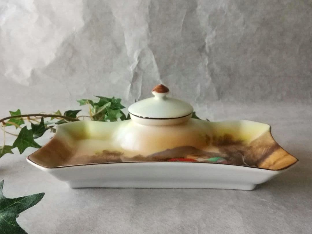 逸品　オールドノリタケ　ヤジロベー印　インク壺付きペントレー　和骨董アンティーク