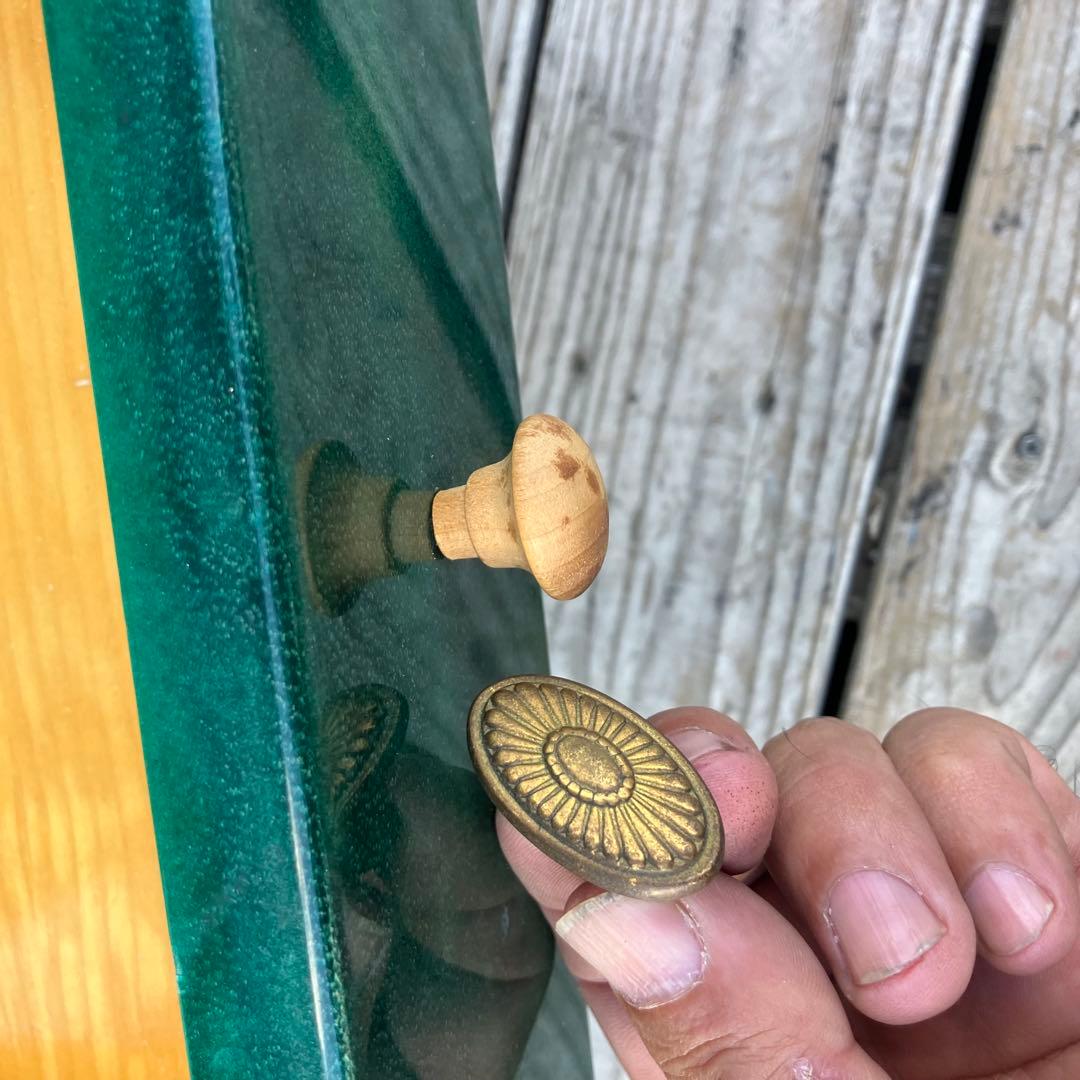 フランス家具 14杯 木製チェスト コールキャビネット 電話台 引き出し収納 緑