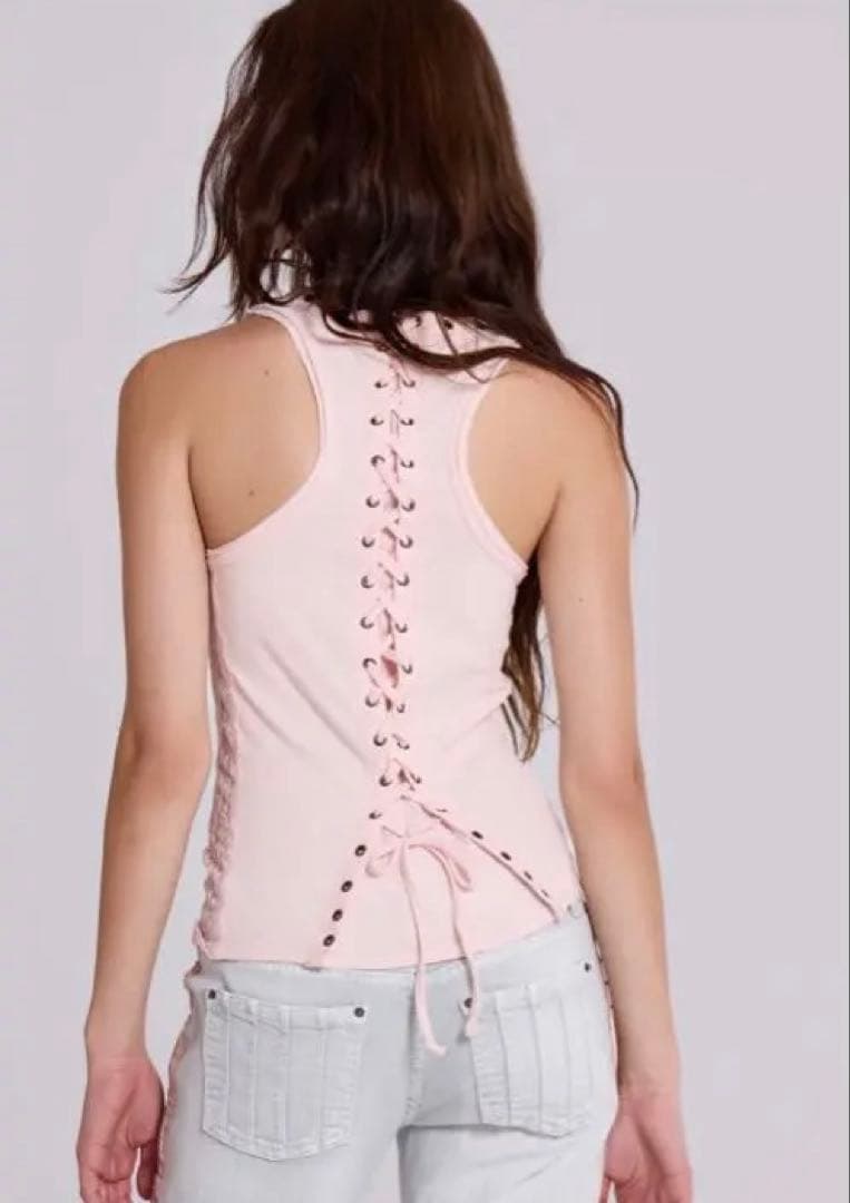 jaded london uk4 レースアップピンクタンクトップ　y2k 新品
