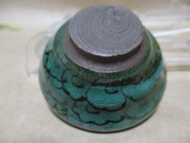 古九谷　青手　小皿　古箱付き　N9-3M