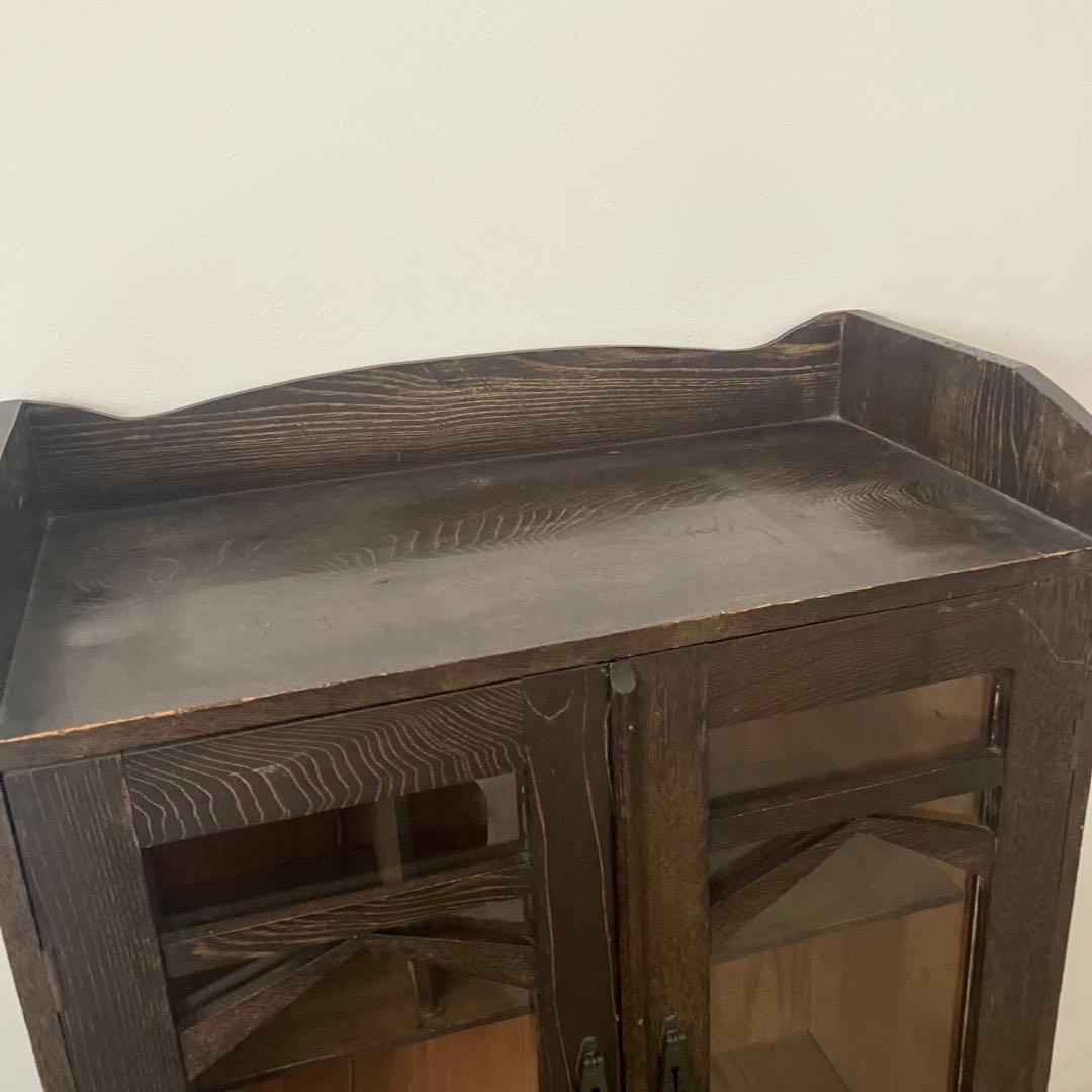 レトロ　アンティーク　古家具　古道具　ガラス棚　シェルフ　本棚　食器棚　昭和