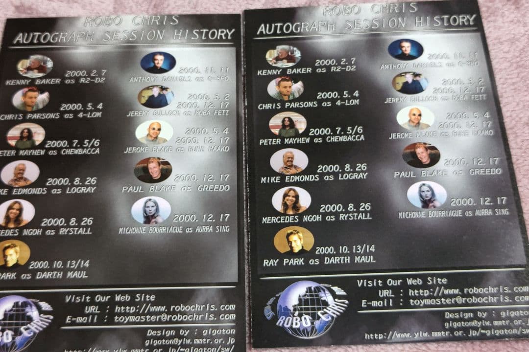 スターウォーズ　2000年JAPAN　TOUR　ロボクリス限定　ベーシック用台紙