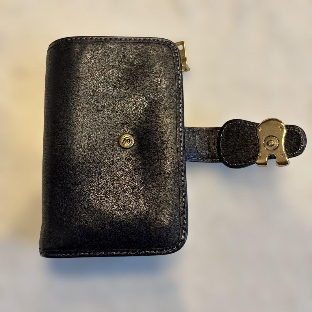 ブラックレザー 二つ折り財布　COACH