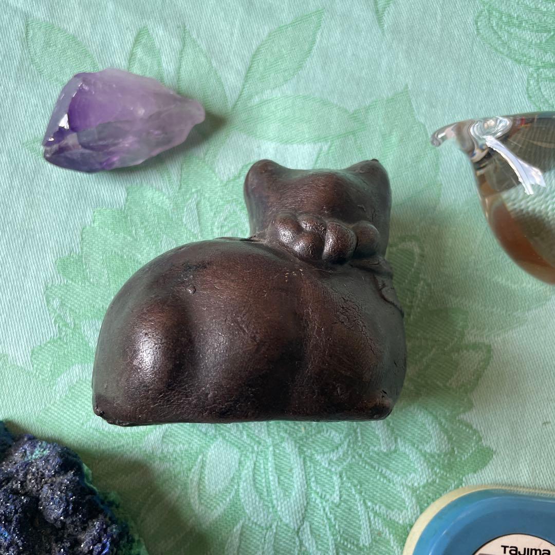 江戸時代　銅鋳造　猫水滴（ねこすいてき）