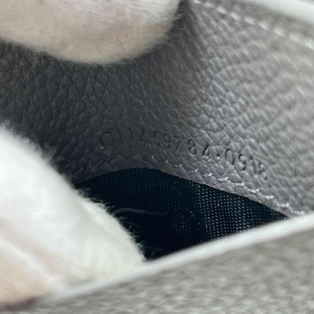 サンローラン 三つ折り財布 ロゴ入り タイニーウォレット オリガミ グレー 本革